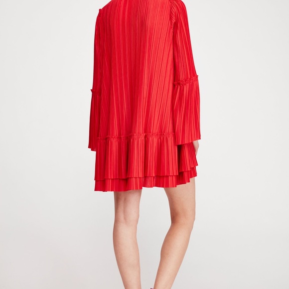 Free People Can’t Help It Mini Red Pleated Dress - Picture 4 of 4
